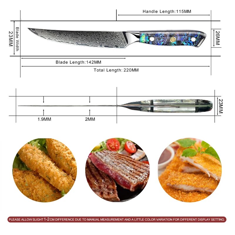 Grandsharp Professional 5.5 Inch Japanese Steak Knife Set 67 Layers Damascus Steel Kitchen Chef's Knives Meat Slicer Gift Box