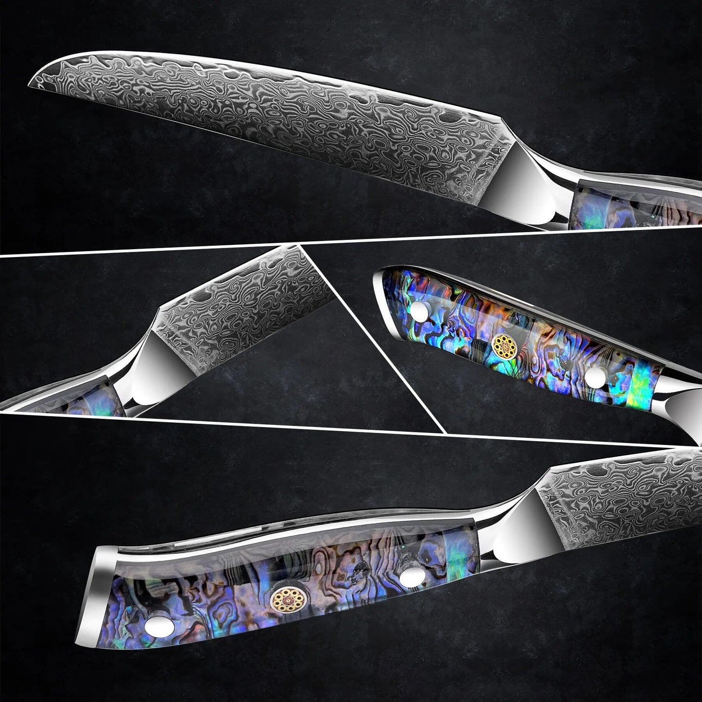 Grandsharp Professional 5.5 Inch Japanese Steak Knife Set 67 Layers Damascus Steel Kitchen Chef's Knives Meat Slicer Gift Box