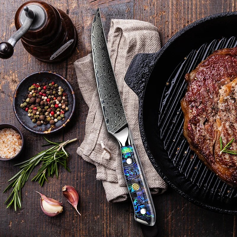 Grandsharp Professional 5.5 Inch Japanese Steak Knife Set 67 Layers Damascus Steel Kitchen Chef's Knives Meat Slicer Gift Box